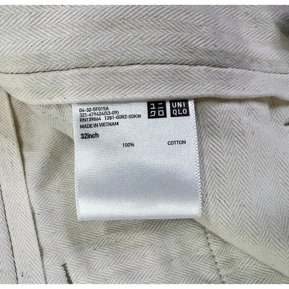 Uniqlo Straight Chino Trousers Relaxed Fit Pants Cotton Mens 32x30 Brown 479424